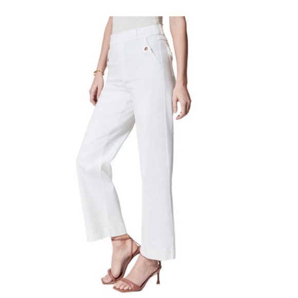 SPANX Women's White Spanx Twill Cropped Wide Leg Pant Size Medium - Picture 2 of 9